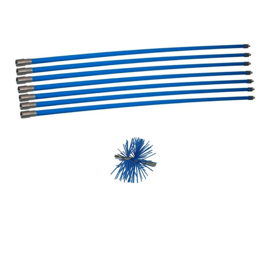 Professionelles blaues Kehrset 7,20 m mit Nylonbürste
