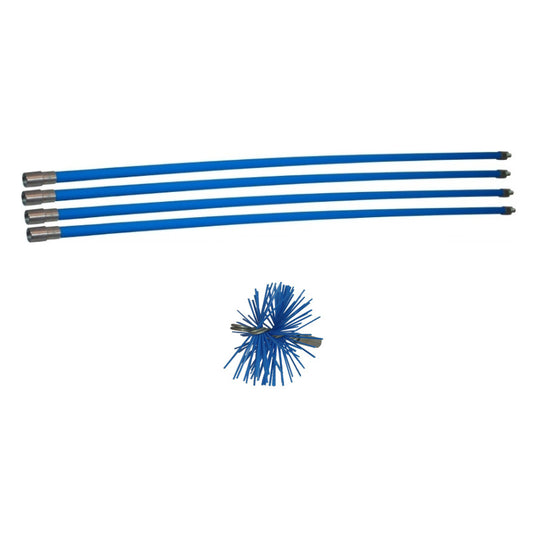 Professionelles blaues Kehrset 4,80 m mit Nylonbürste
