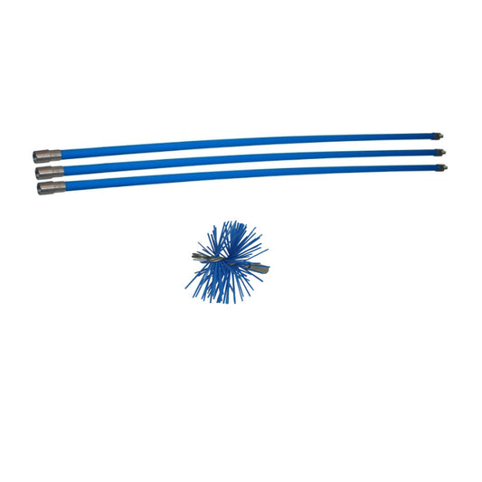 Professionelles blaues Kehrset 3,60 m mit Nylonbürste